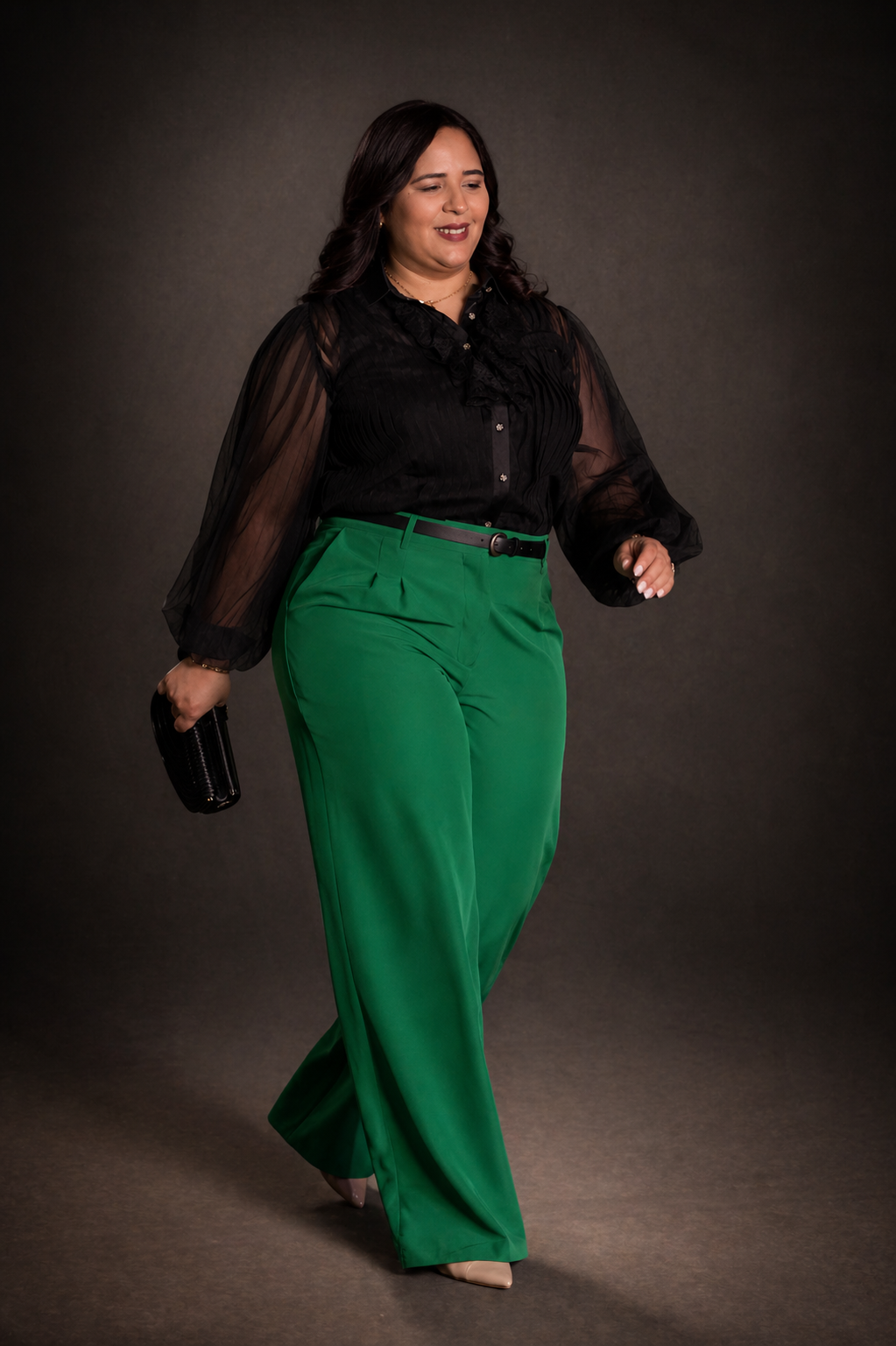 Noir Flared Ribbon Blouse