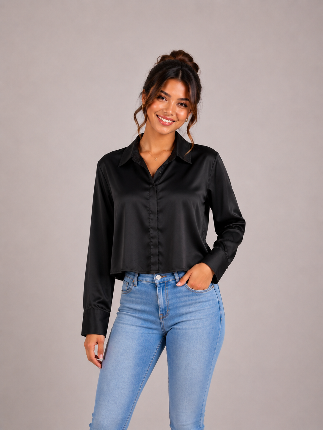 Crop Satin Blouse