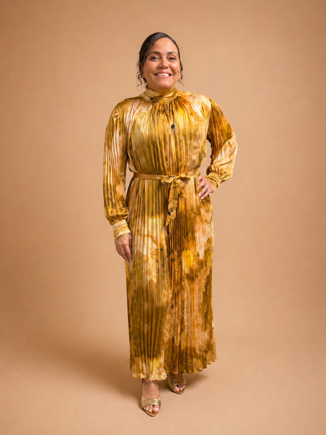 L'or Stripe Pattern Maxi Dress
