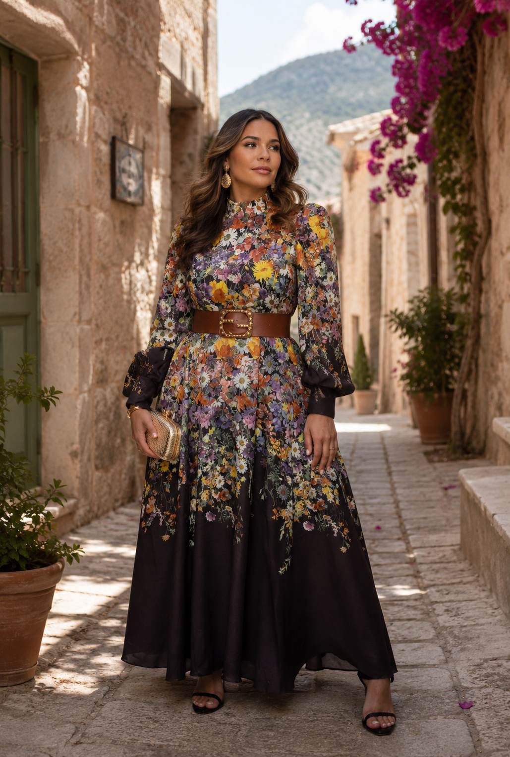 Noir Florale Maxi Dress