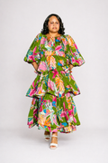 Vert Forêt Florale Maxi Dress