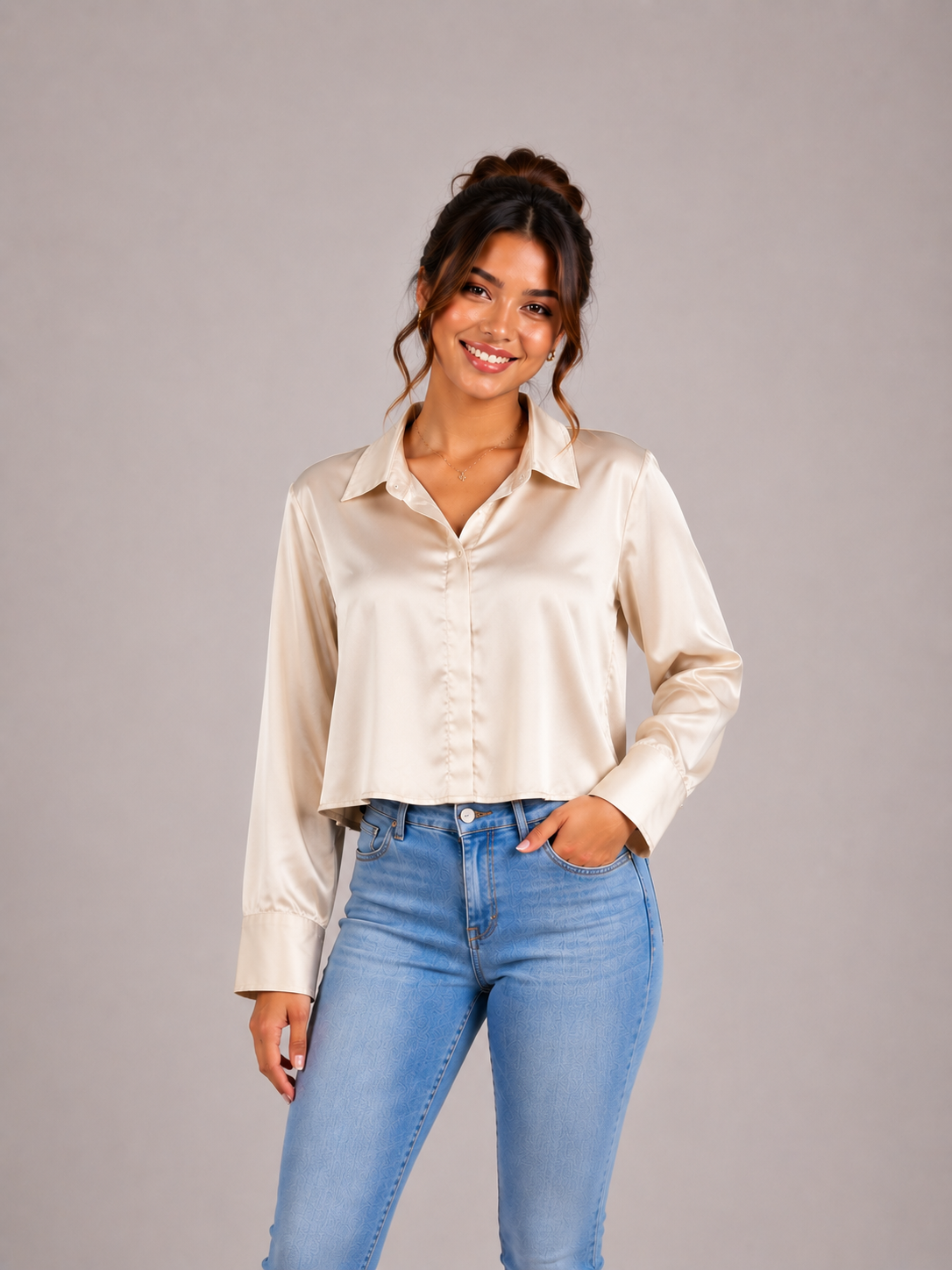 Crop Satin Blouse