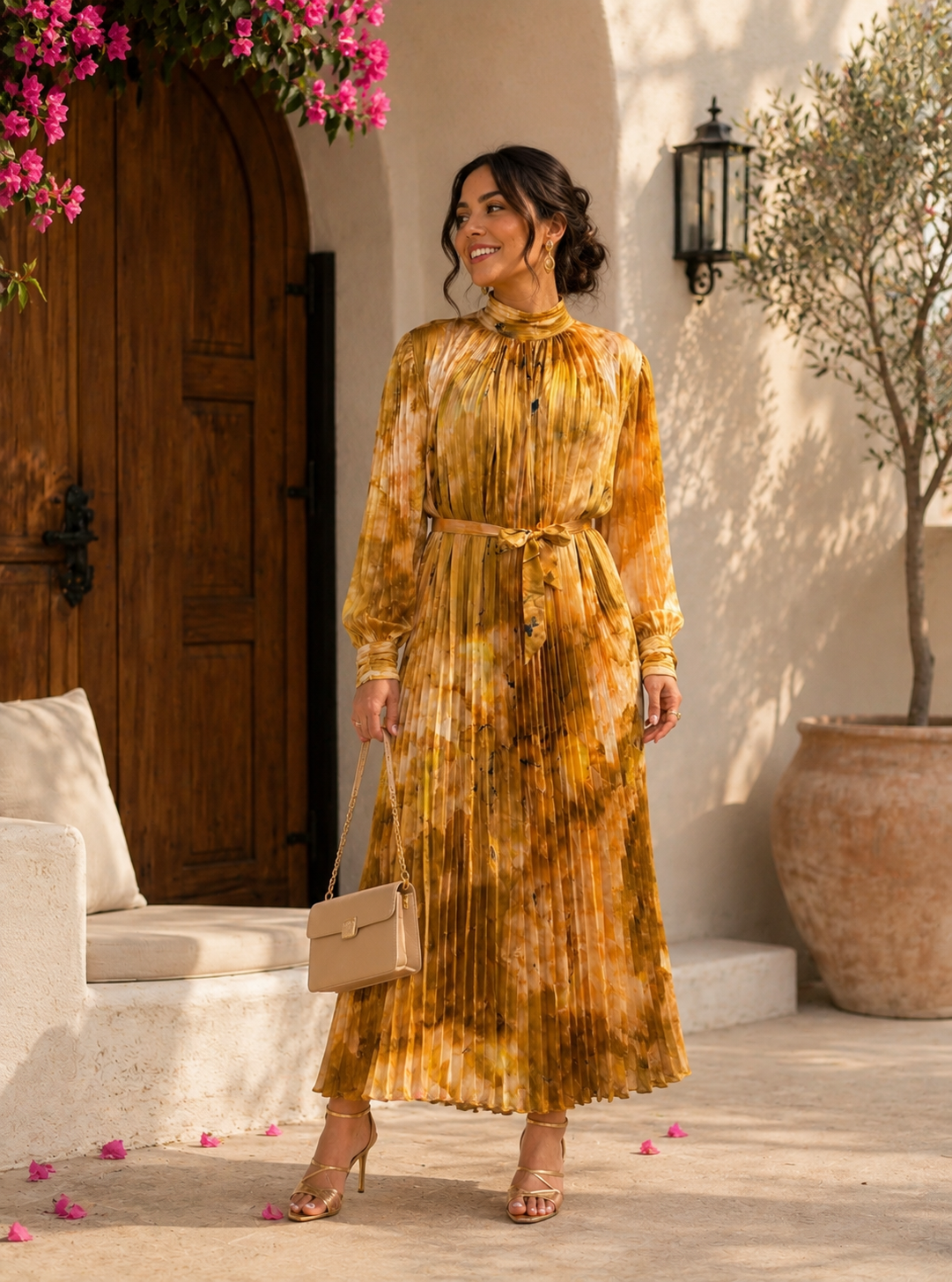 L'or Stripe Pattern Maxi Dress