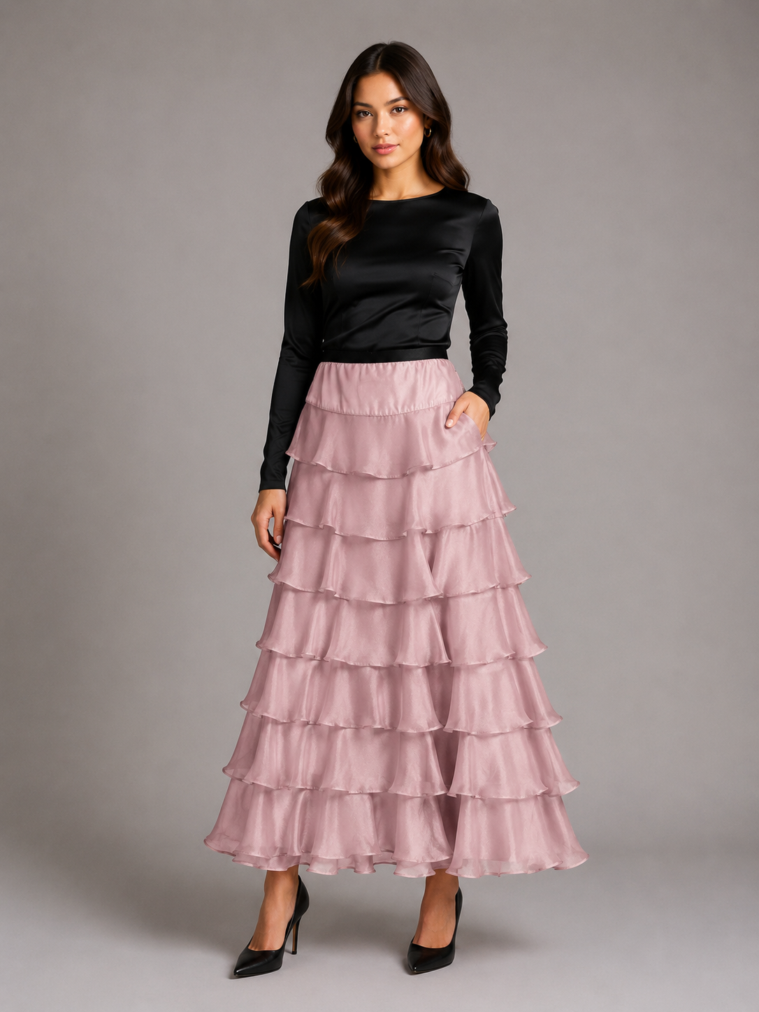 Éclater Rose Maxi Skirt