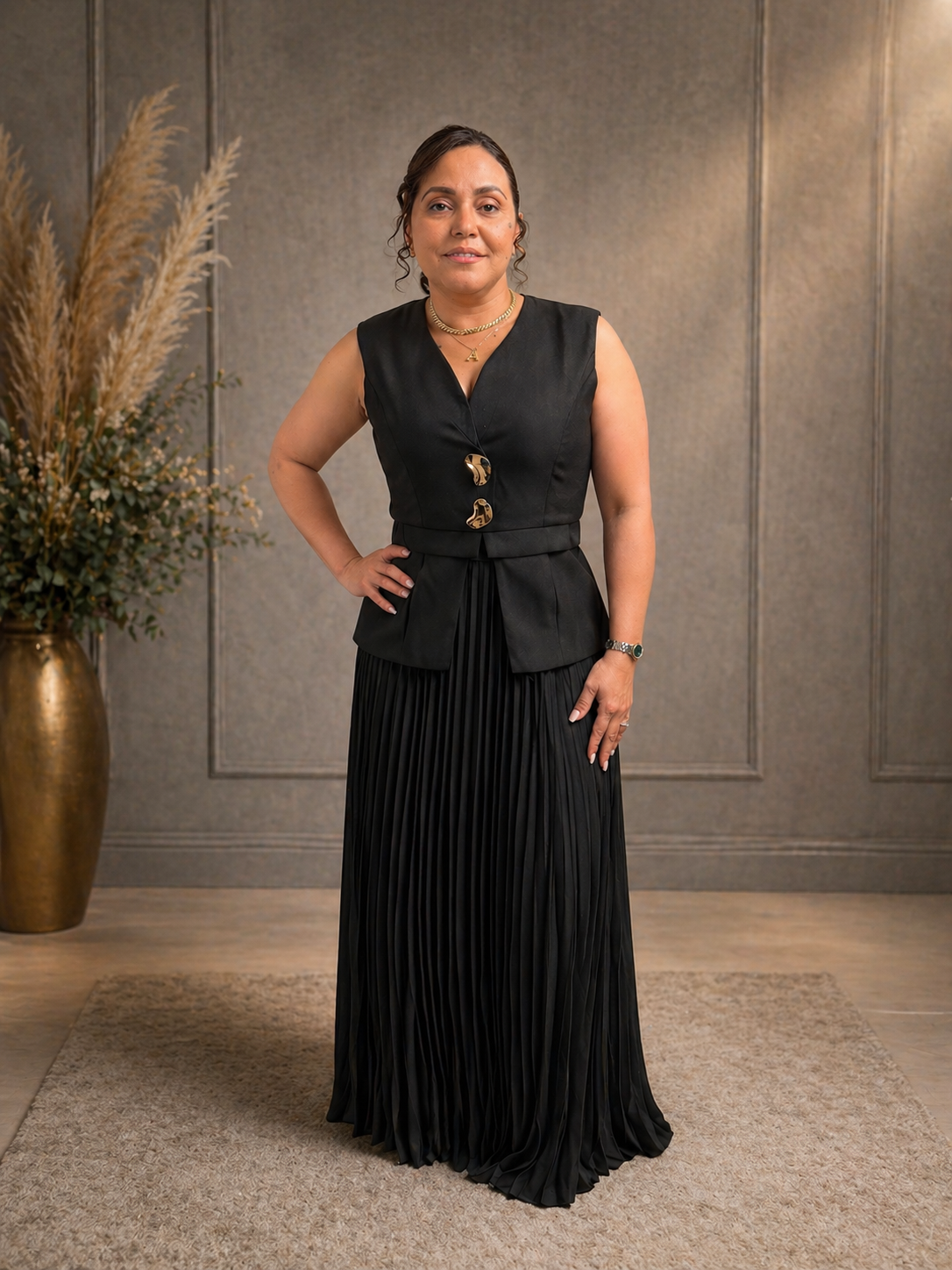 Noir Vest & Skirt Set