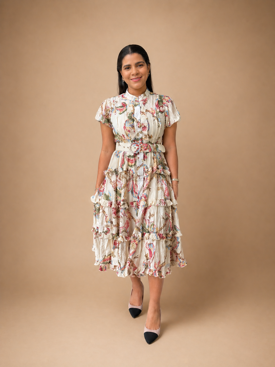 Blanc Fleur Midi Dress