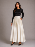 Plissée Créme Maxi Skirt