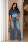 Gradient Washed Denim Jean & Shirt Set
