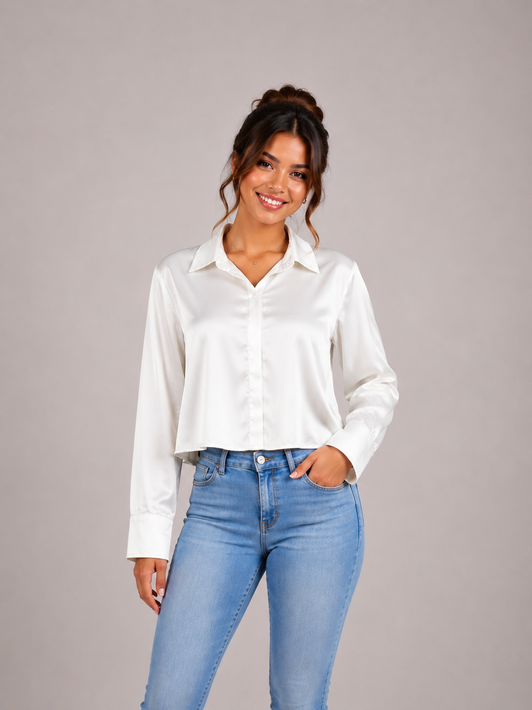Crop Satin Blouse