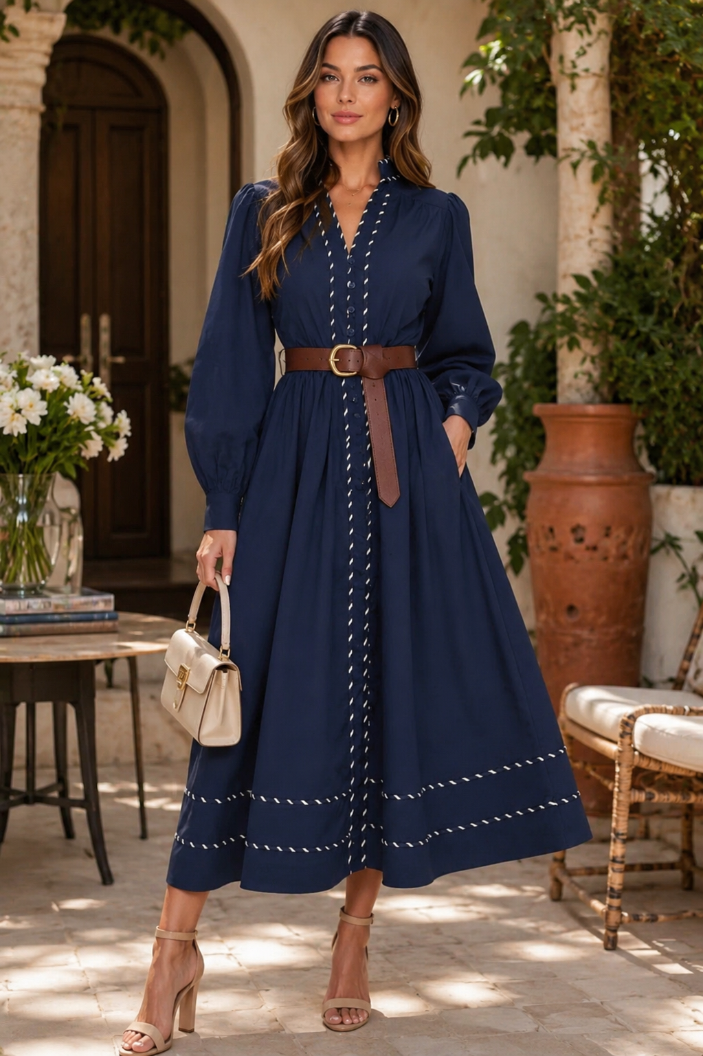 Bleu Marine Midi Dress