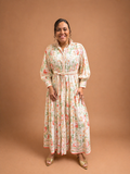 Fleur Pêche Maxi Dress