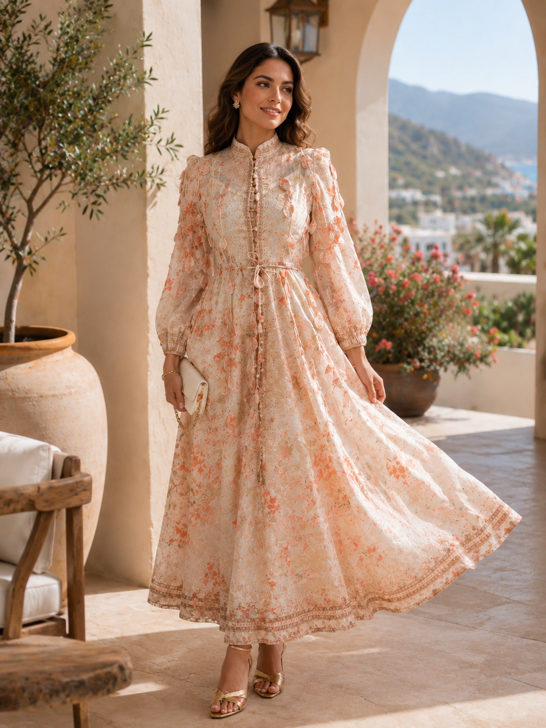 Blanc Pêche Maxi Dress
