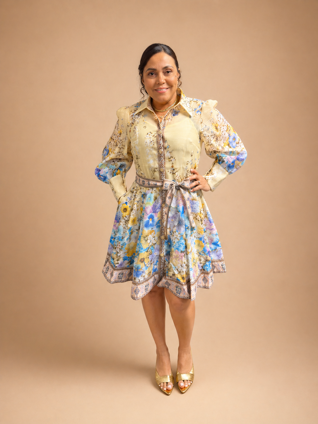 Jaune Lapis Fleur Tea Dress