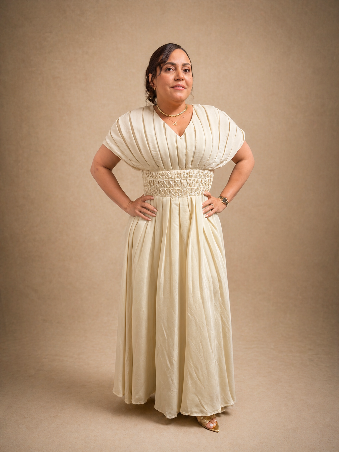 Créme Palourde Floor Dress