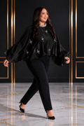 Noir/Rouge Cristal Flare Blouse