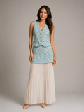 Sarcelle Button Vest Skirt Set