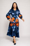 Bleu Marine Fleur Midi Dress