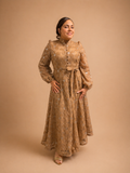 Taupe Fleur Mockneck Maxi Dress