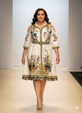 Florale Beige Knee Dress
