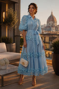 Bleu Poudre Ribbon Maxi Dress