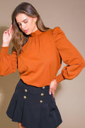 Tangerine Mock Neck Blouse
