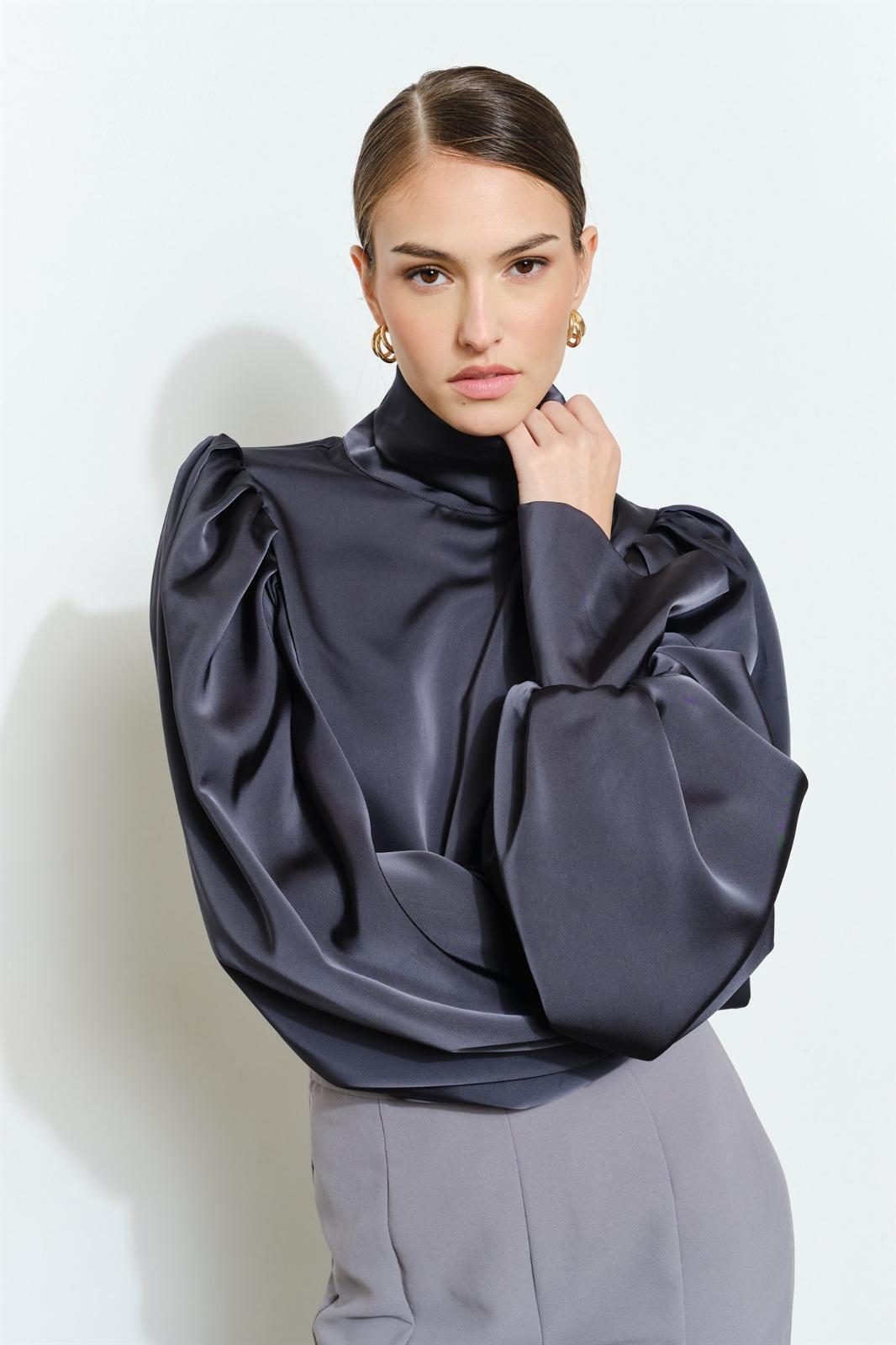 Noir Mock Neck Blouse
