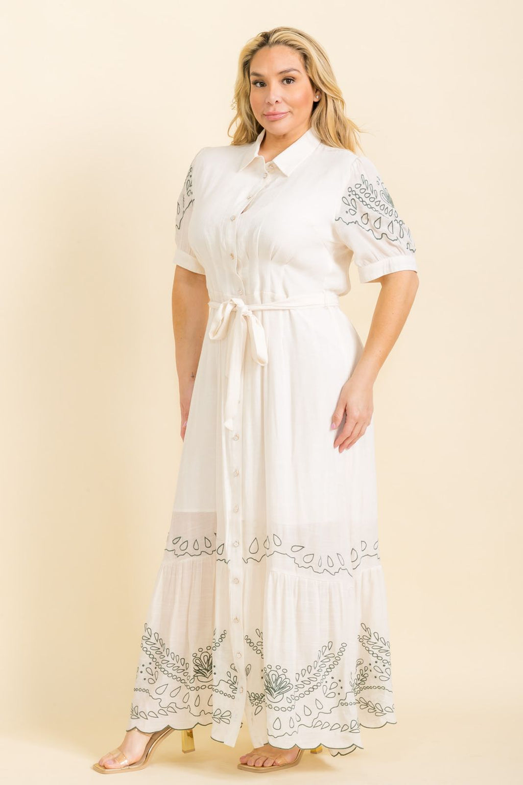 Blanc Olive Print Maxi Dress