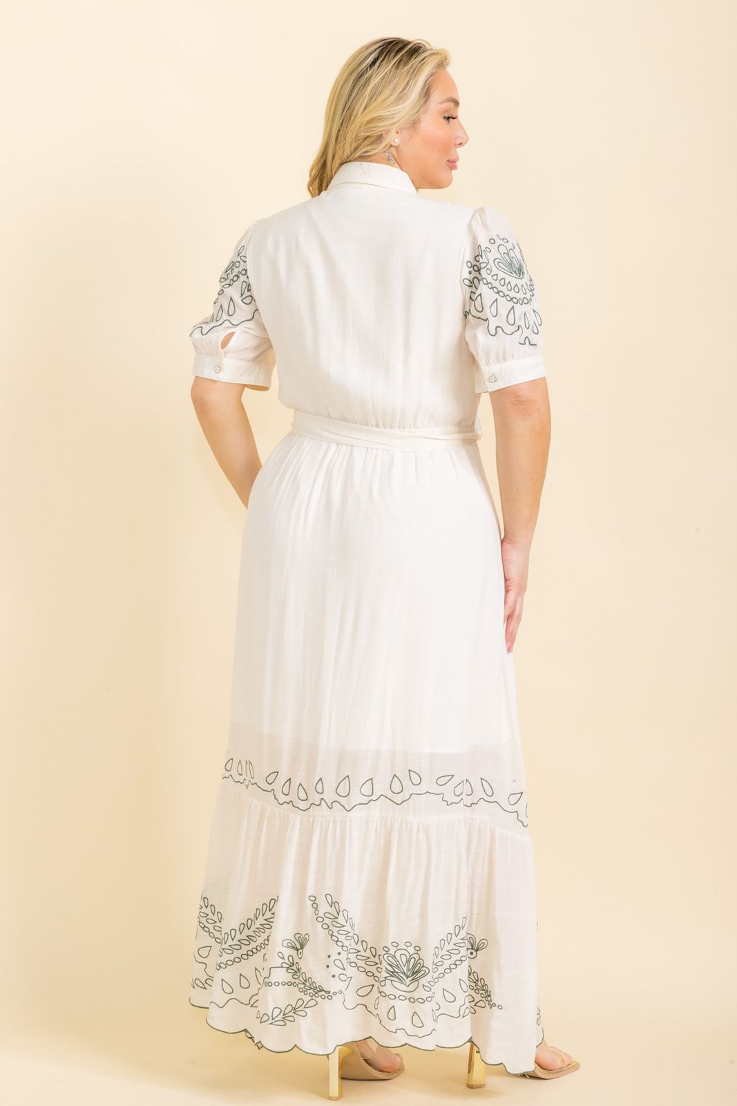 Blanc Olive Print Maxi Dress