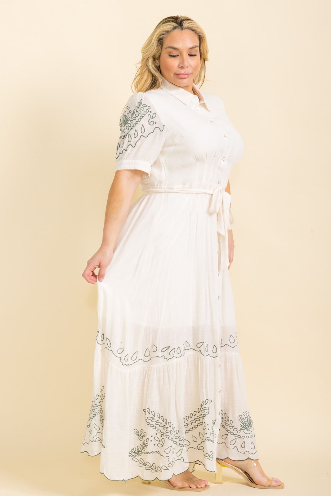 Blanc Olive Print Maxi Dress