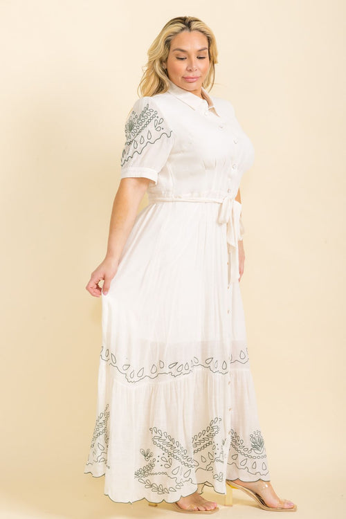 Blanc Olive Print Maxi Dress
