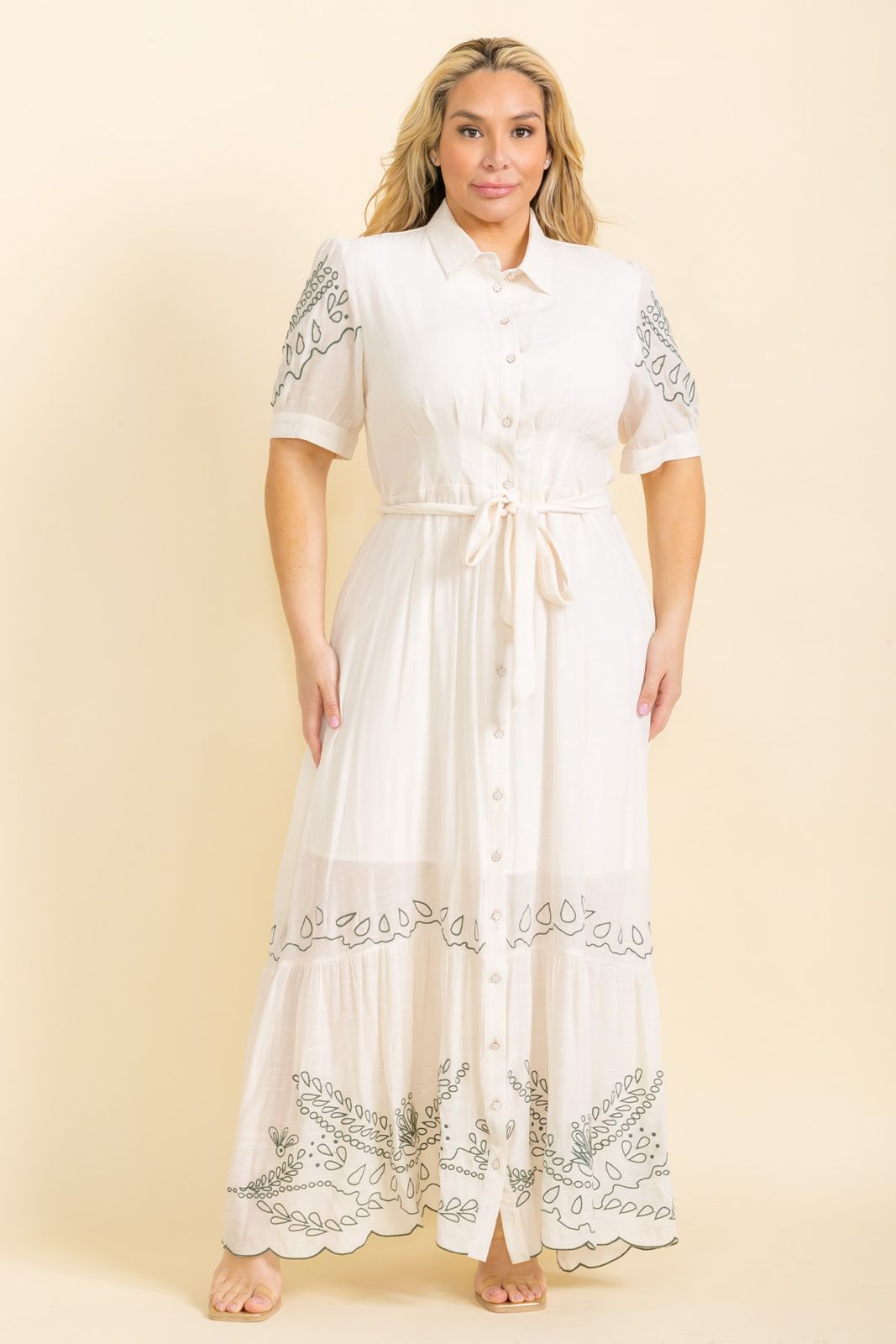 Blanc Olive Print Maxi Dress