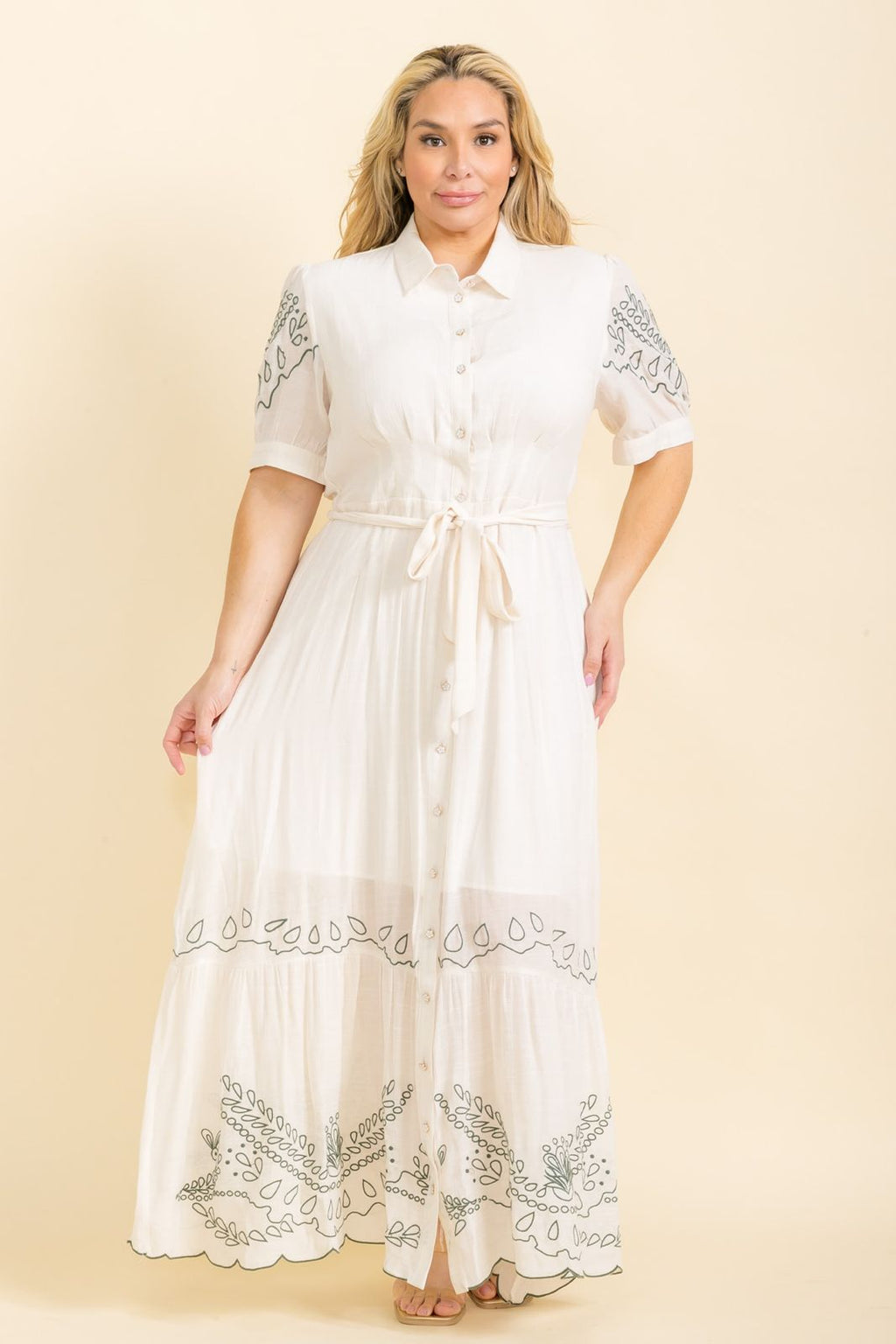Blanc Olive Print Maxi Dress