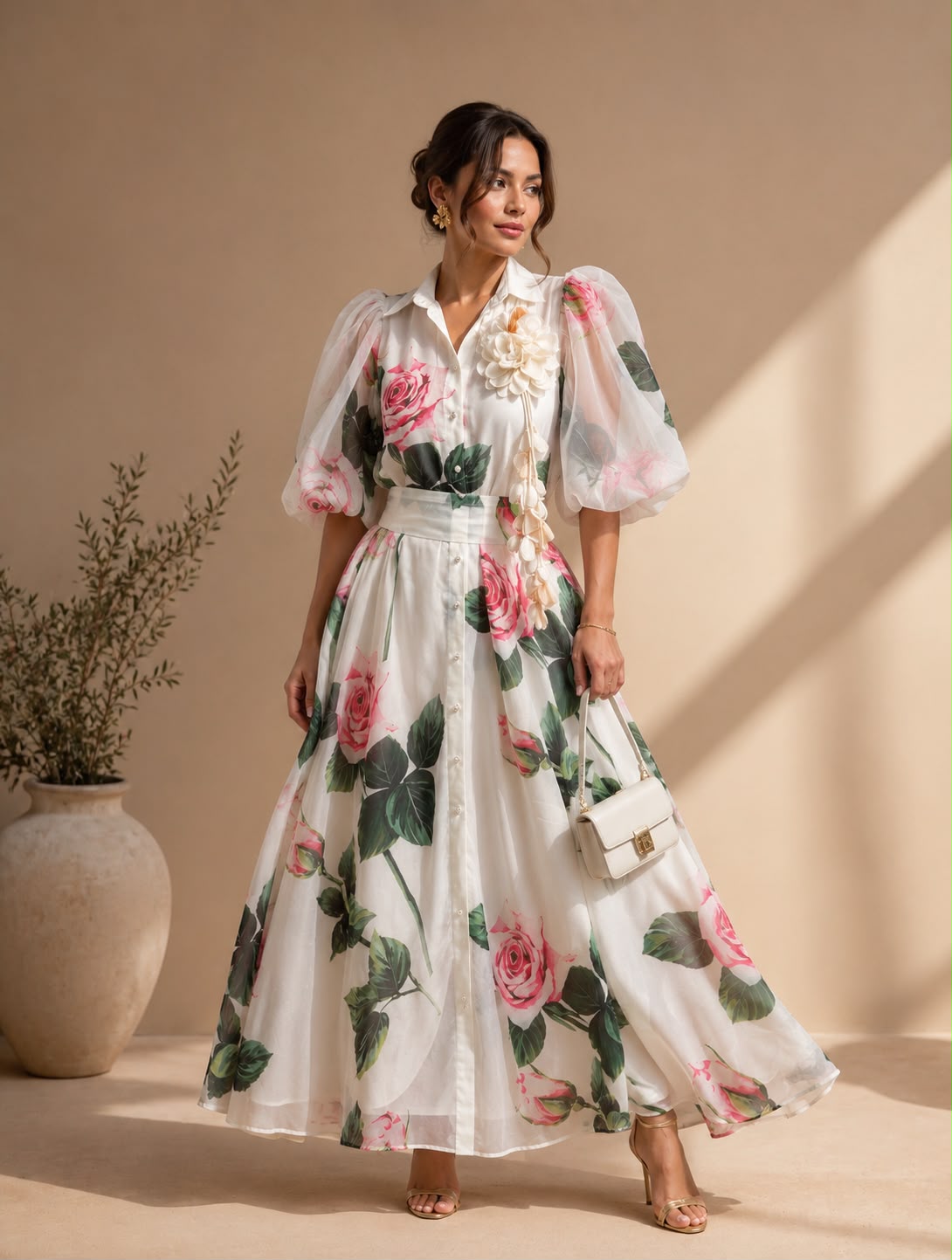 Blanc Verte Florale Maxi Dress