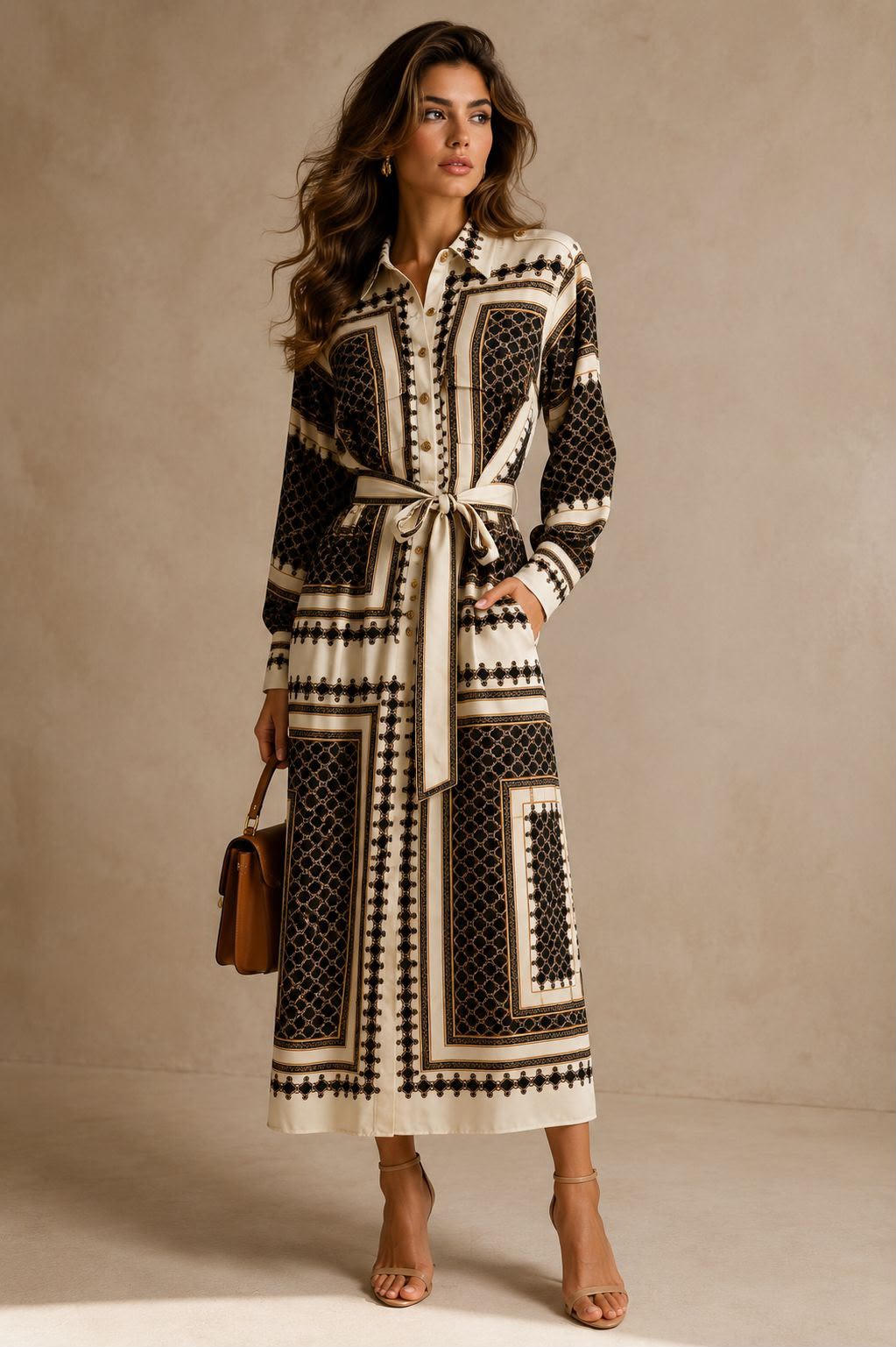 Brown Emeraude Créme Maxi Dress