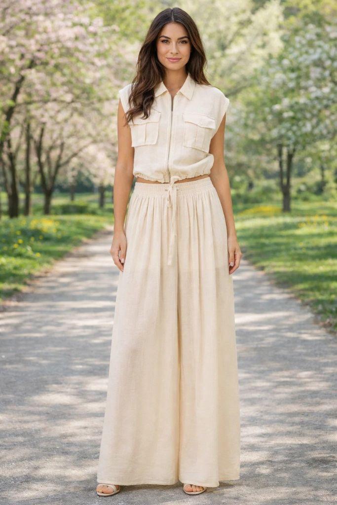 Sage / Almond Pant & Blouse Set